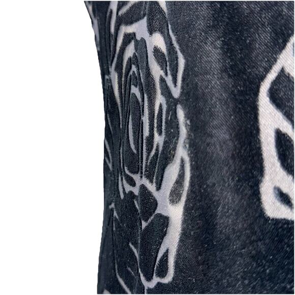 VTG Black Velvet Burnout Floral Lined Dress 10P Flutter Sleeve Draped Cowl Back - Picture 6 of 8